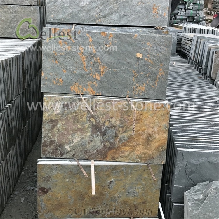 China Green Rusty Wall Floor Slate Tiles