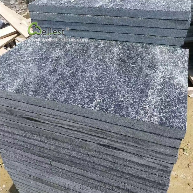 Qt020 Black Quartzite Natural Stone Paving Tile