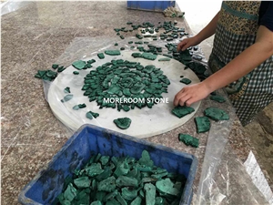 Gemstone Round Table Top Malachite Green Furniture