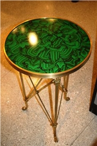 Gemstone Round Table Top Malachite Green Furniture