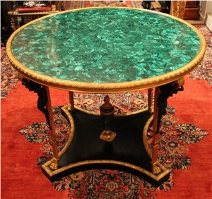 Gemstone Round Table Top Malachite Green Furniture