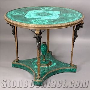 Gemstone Round Table Top Malachite Green Furniture