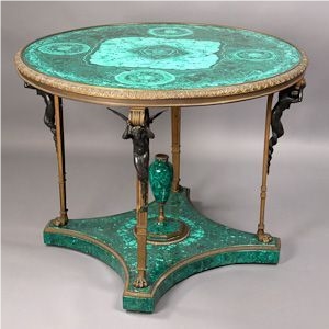 Gemstone Round Table Top Malachite Green Furniture