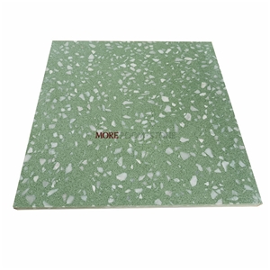 Green Small Chips Terrazzo Laminated Tiles Base