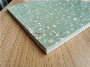 Green Small Chips Terrazzo Laminated Tiles Base