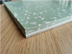 Green Small Chips Terrazzo Laminated Tiles Base