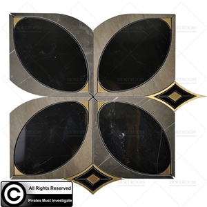 Villa Custom Design Floor Stone Brass Mosaic Tiles