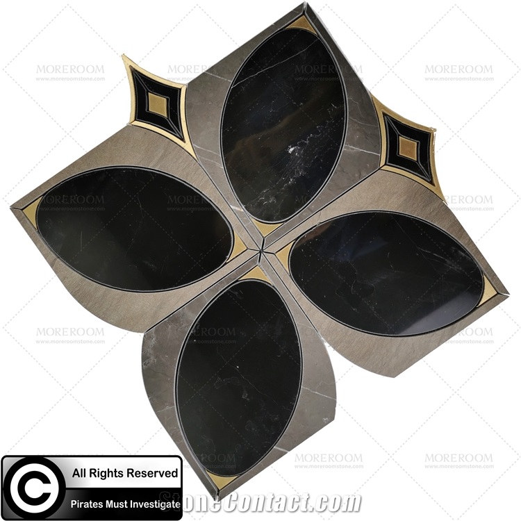 Villa Custom Design Floor Stone Brass Mosaic Tiles