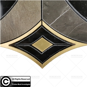 Villa Custom Design Floor Stone Brass Mosaic Tiles