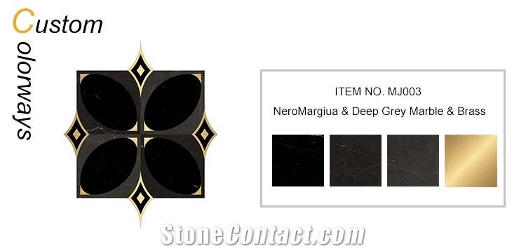 Villa Custom Design Floor Stone Brass Mosaic Tiles