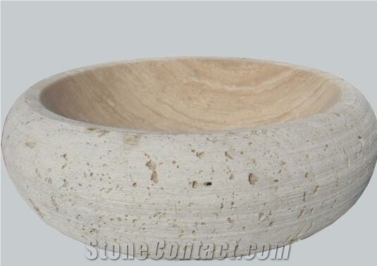 Beige Traverine Sinks Basins Wash Bowl Bathroom