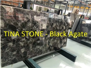 Black Agate Gemstone Precious Stone Slabs Tiles