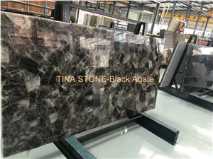 Black Agate Natual Gemstone Semiprecious Slabs