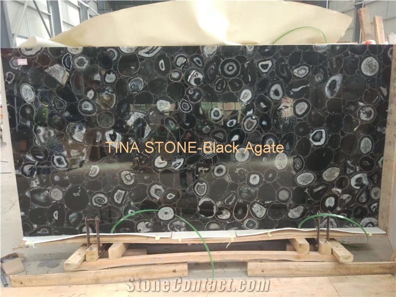 Black Agate Natual Gemstone Semiprecious Slabs