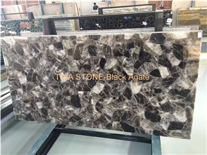 Black Agate Natual Gemstone Semiprecious Slabs