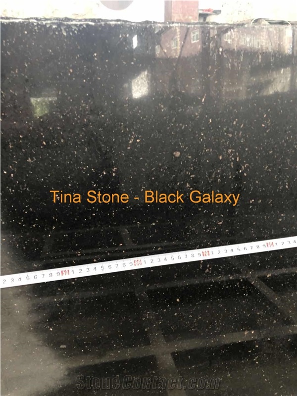 Black Galaxy Granite Stone Slabs Tiles, 2Cm Thick