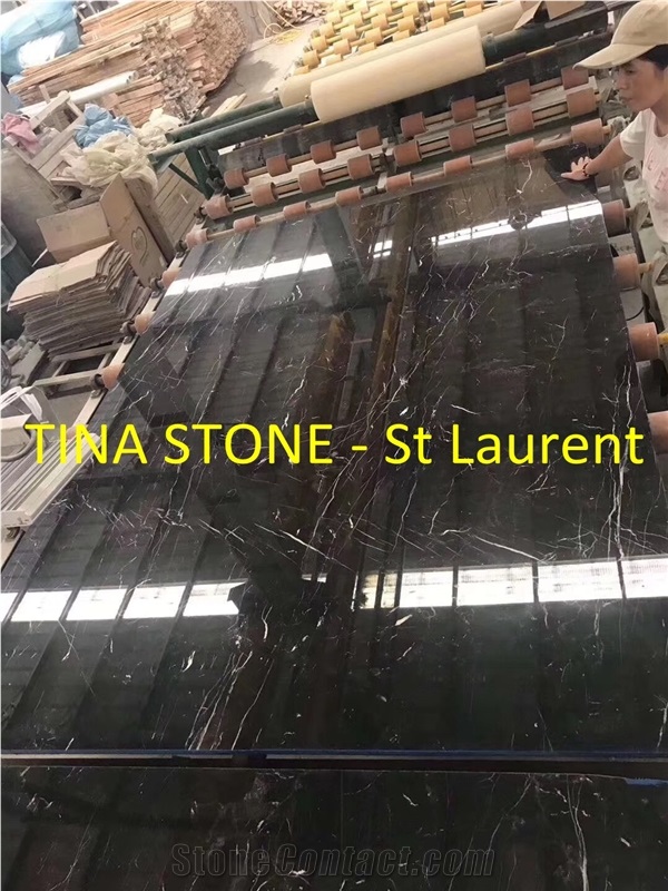 Black St Laurent Marble Stone Slabs Wall Tiles
