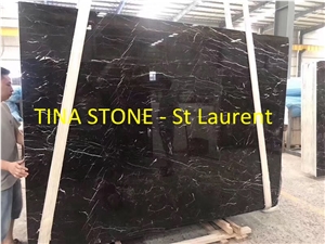 Black St Laurent Marble Stone Slabs Wall Tiles