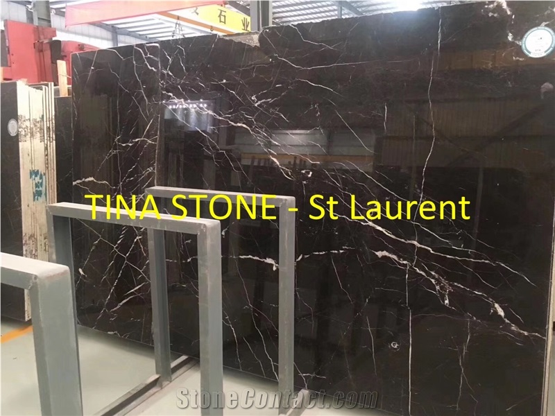 Black St Laurent Marble Stone Slabs Wall Tiles
