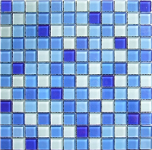Blue Color Glass Wall Floor Polished Mosaic