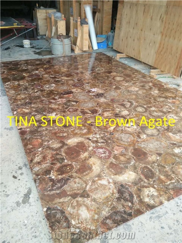 Brown Agate Gemstone Precious Stone Slabs Tiles