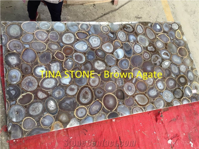 Brown Agate Gemstone Precious Stone Slabs Tiles