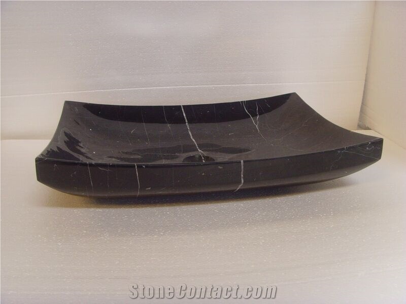 China Black Marble Marquina Stone Sinks Basins