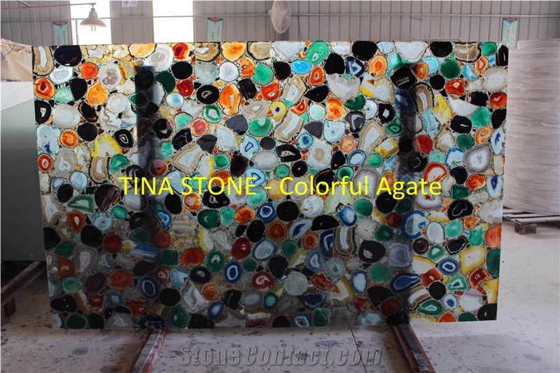 Colorful Agate Gemstone Precious Stone Slabs Tiles