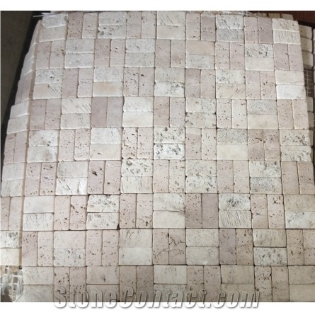 Cream Travertine Honed Polished Wall Mosaic