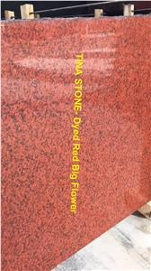 Dyed Red Big Flower Grainte Polished Tiles Slabs Dyed Red Big Flower Grainte Polished Tiles Slabs