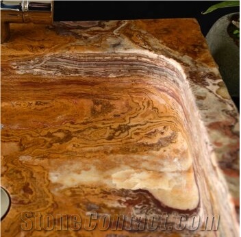 Golden Onyx Stone Rectangle Sinks Basins Natural