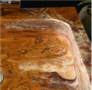 Golden Onyx Stone Rectangle Sinks Basins Natural