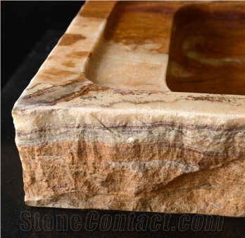 Golden Onyx Stone Rectangle Sinks Basins Natural