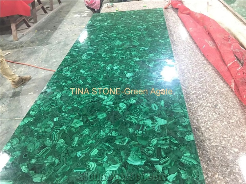 Green Agate Natual Gemstone Semiprecious Tiles