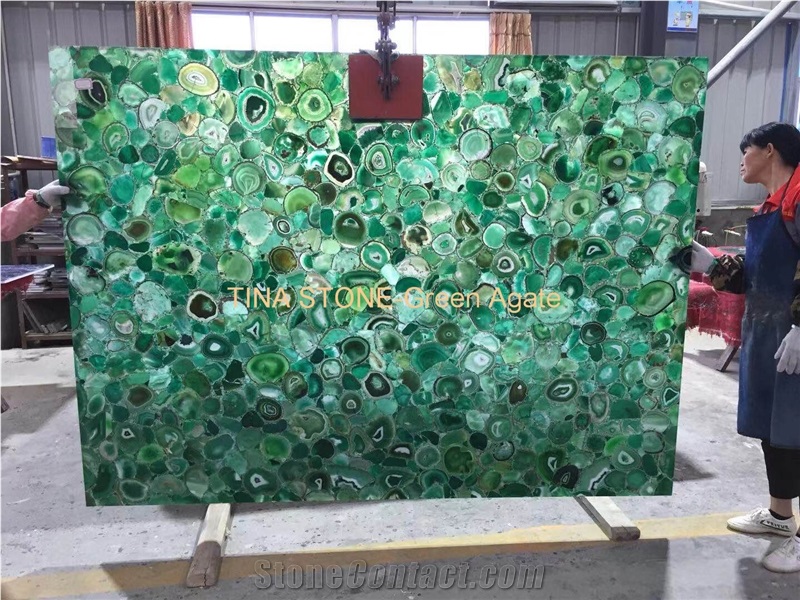 Green Agate Natual Gemstone Semiprecious Tiles