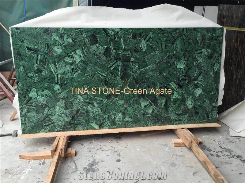 Green Agate Natual Gemstone Semiprecious Tiles