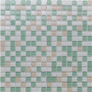 Green with Pink Glass Swimming Pool Mosaic