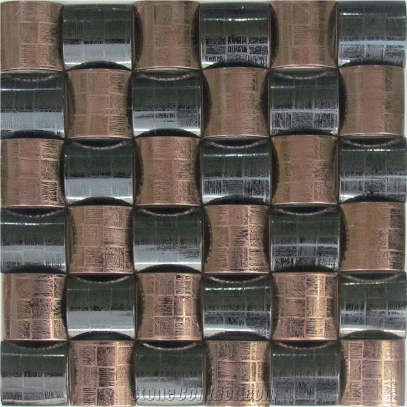 Interior Stone Golden and Black Color Metal Mosaic