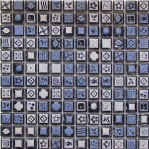 Interior Stone Mosaic Blue Color Wall Floor