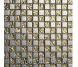 Multicolor Glass Metal Grid Building Mosaic