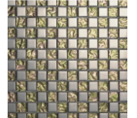 Multicolor Glass Metal Grid Building Mosaic