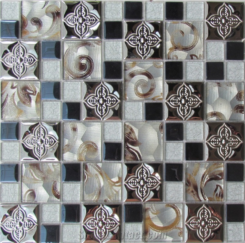 Multicolor Stone Metal Mosaic Wall Floor Covering