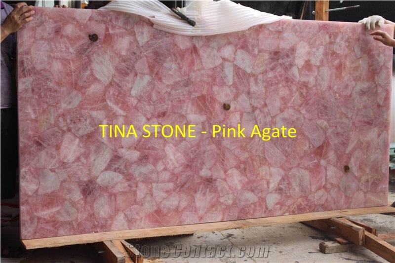 Pink Agate Gemstone Precious Stone Slabs Tiles