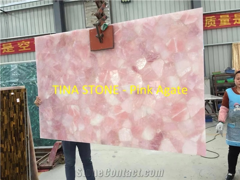 Pink Agate Gemstone Precious Stone Slabs Tiles