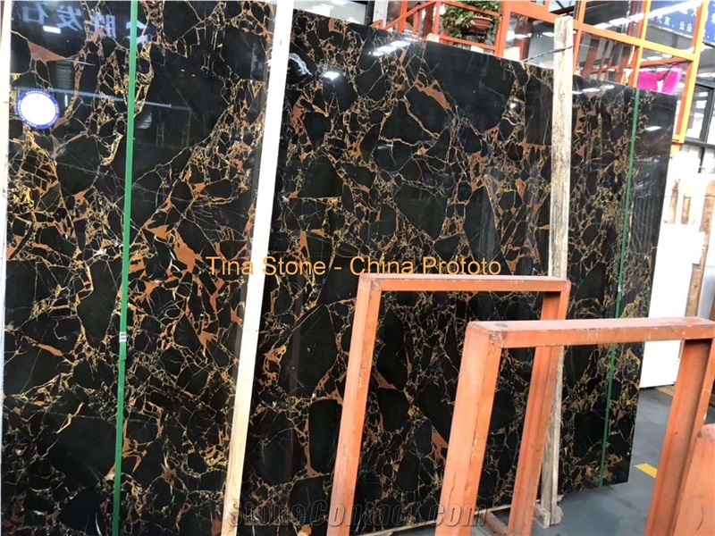 Portoro Black Marble Stone Slabs Tiles China Floor