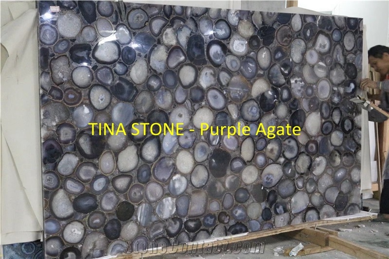 Purple Agate Gemstone Precious Stone Slabs Tiles