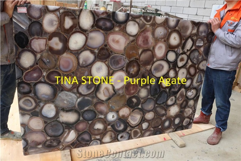 Purple Agate Gemstone Precious Stone Slabs Tiles