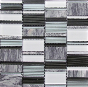 Stone Crystal and Stone Mixed Glass Mosaic