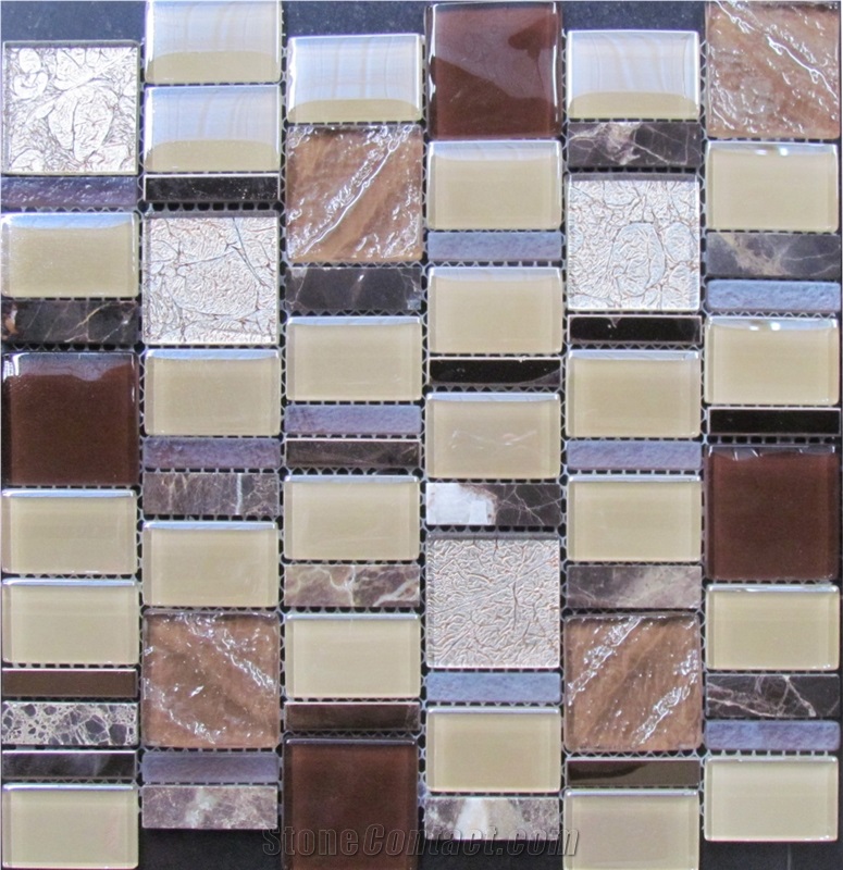 Stone Crystal and Stone Mixed Glass Mosaic