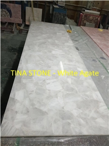 White Agate Gemstone Precious Stone Slabs Tiles